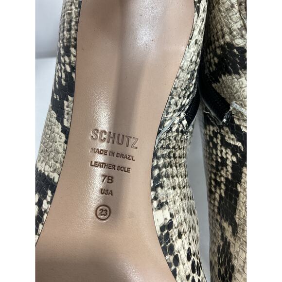 Schutz 'Mary' Black Snake Print Leather Stiletto Heel Size 7 - Picture 6 of 6